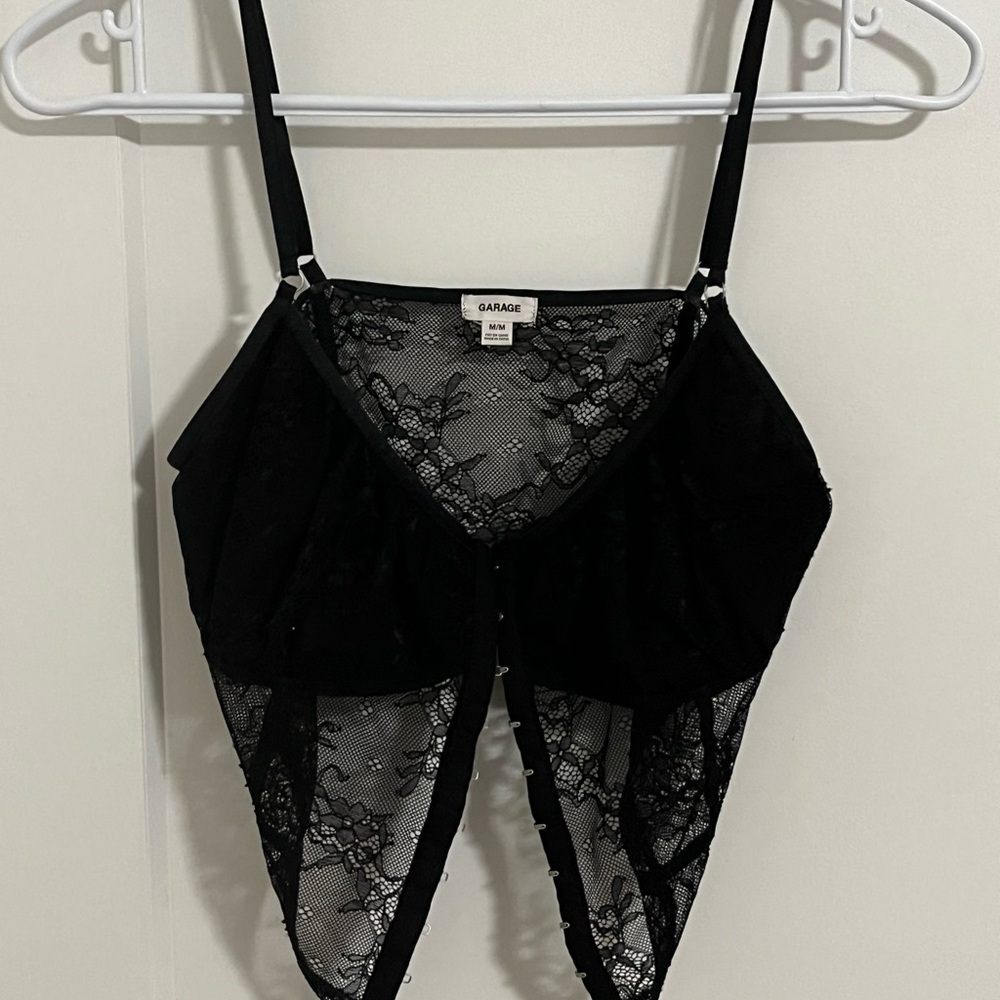 Garage sheer black lace top